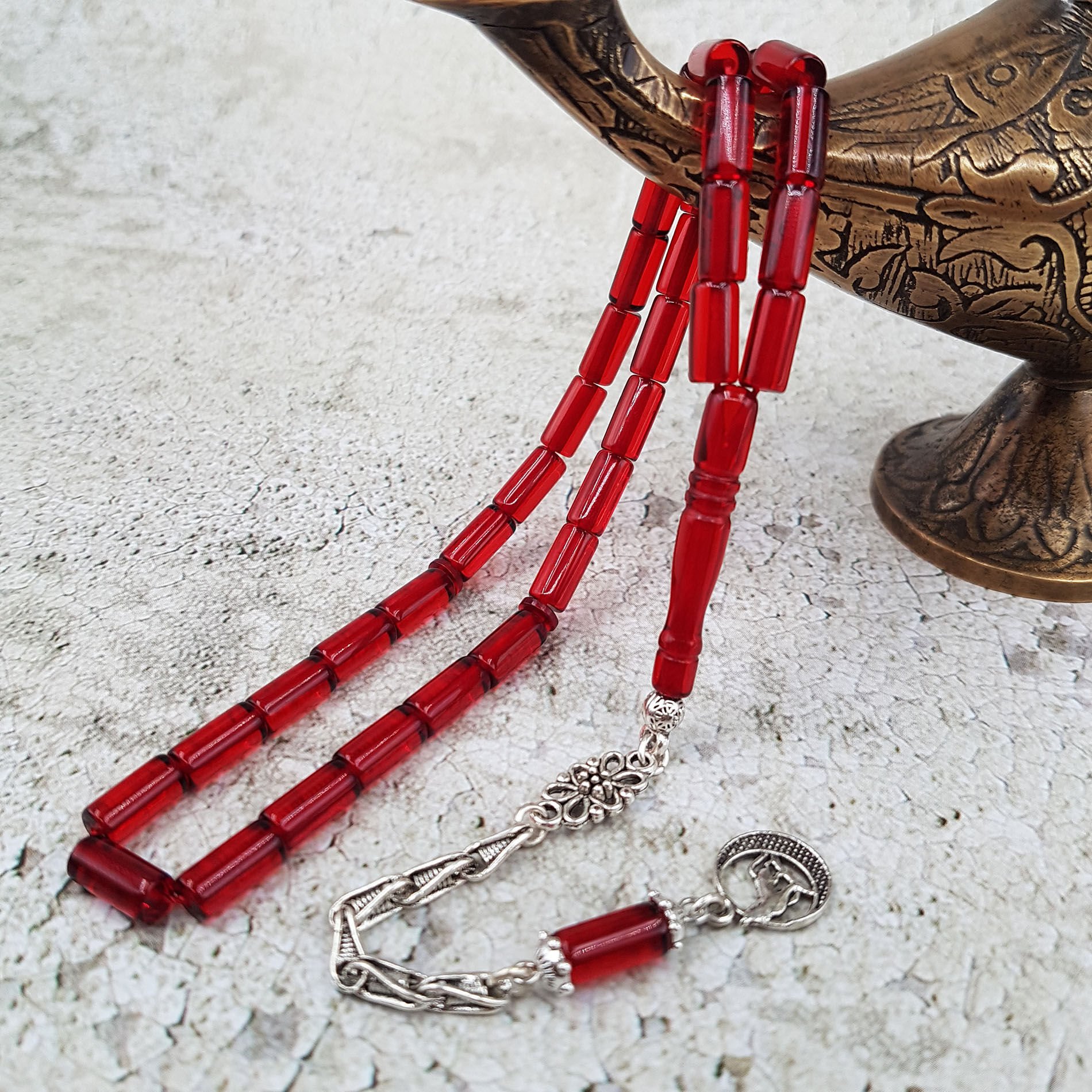 Kırmızı Kesme Uçak Camı Tesbih