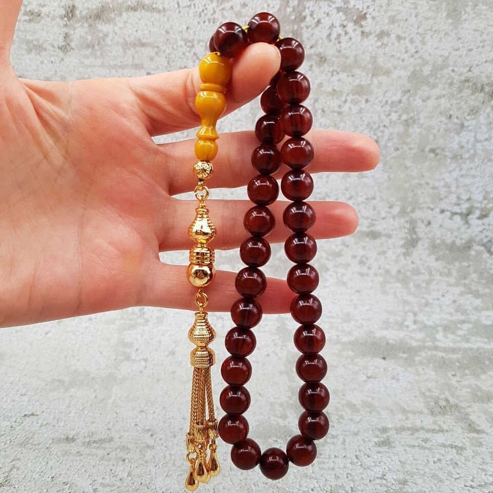 İmame Traşlı Küre Sıkma Kehribar Tesbih