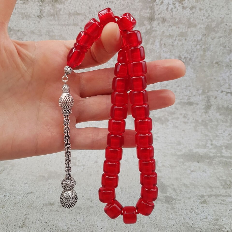 Osmanlı Torunu Gümüş Püskül Teker Ateş Kehribar