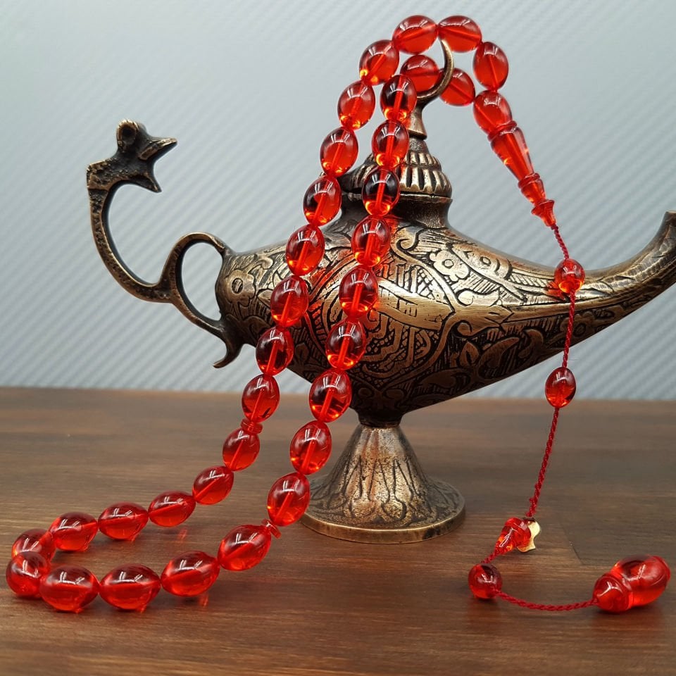 Turuncu Beyzi Kesim Ateş Kehribar tesbih