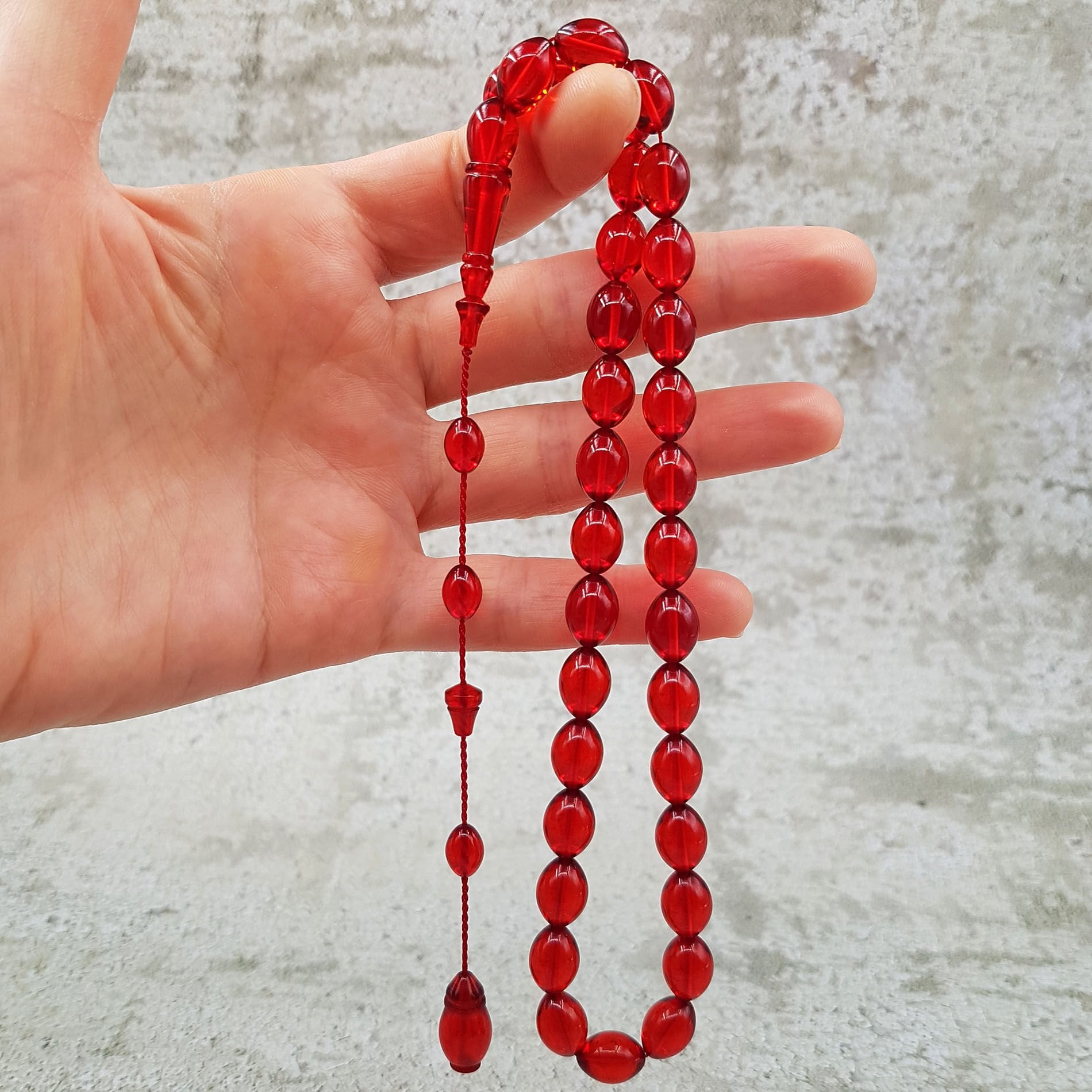 Beyzi Kesim Sistemli Ateş Kehribar Tesbih