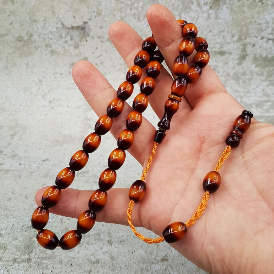 Özel Renk Fıçı Kesim Sıkma Kehribar Tesbih