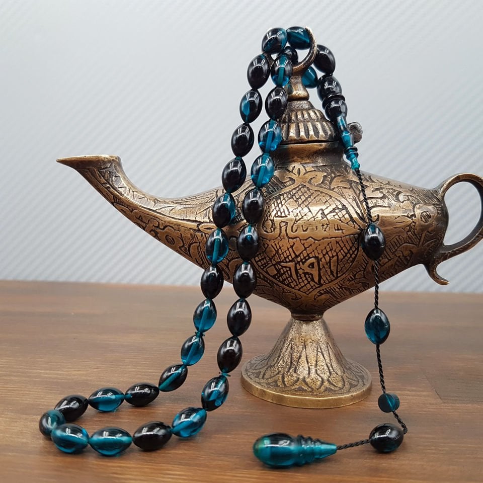 Siyah Mavi Arpa Kesim Ateş Kehribar Tesbih