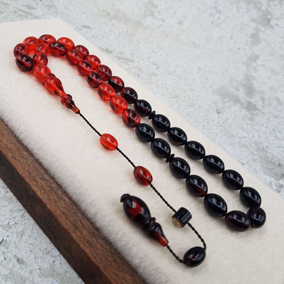 Turuncu Siyah Renk Süzmesi Ateş Kehribar Tesbih