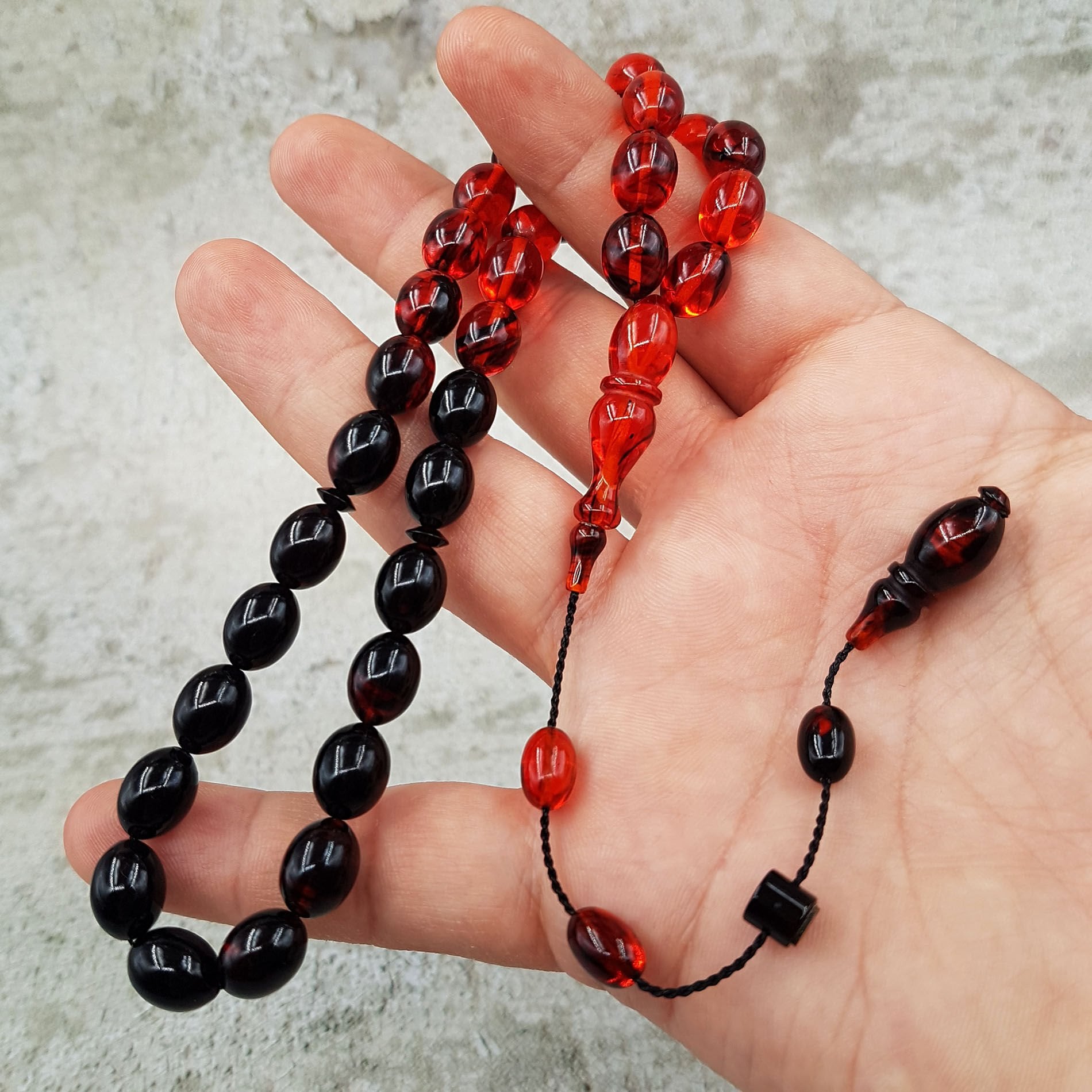 Turuncu Siyah Renk Süzmesi Ateş Kehribar Tesbih