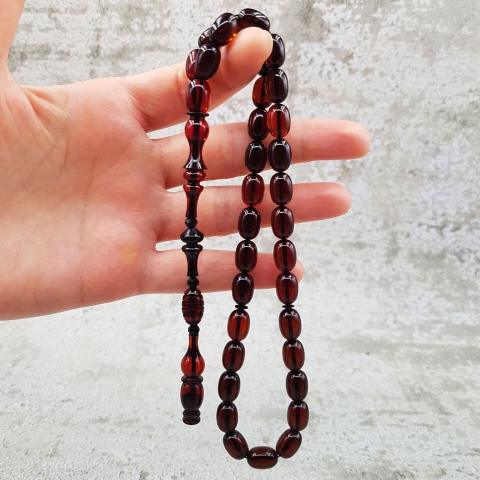 Özel işcilik Kahverengi Ateş Kehribar Tesbih
