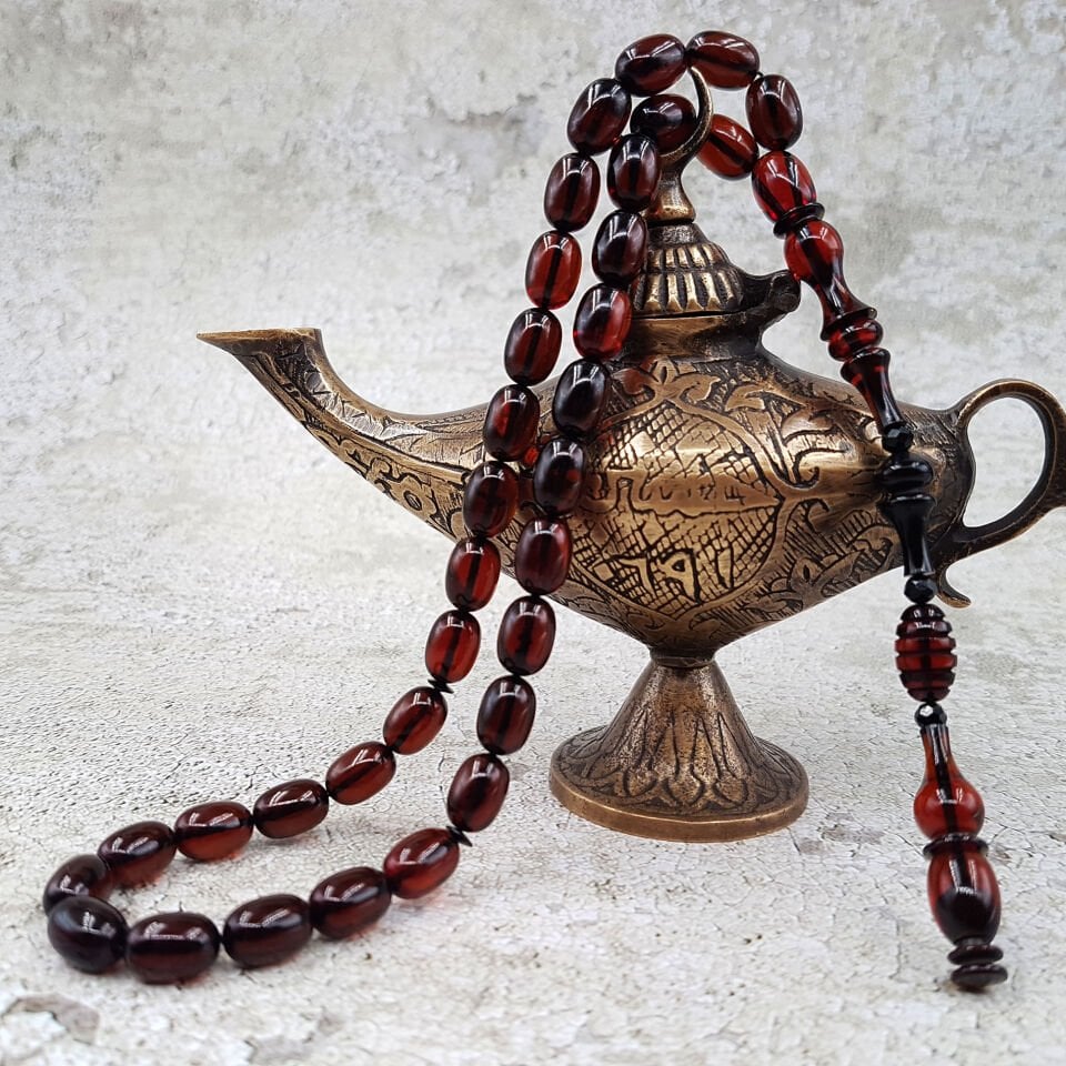 Özel işcilik Kahverengi Ateş Kehribar Tesbih