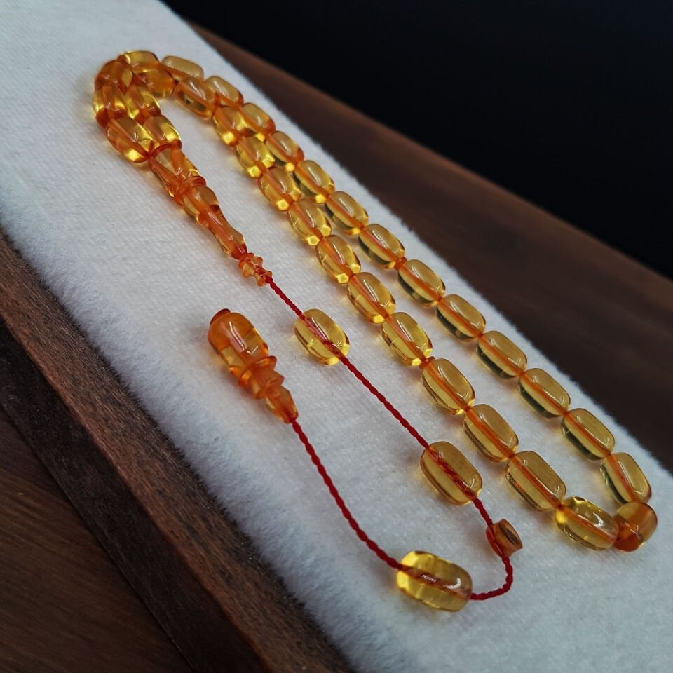 Açık Sarı Kapsül Kesim Ateş Kehribar Tesbih