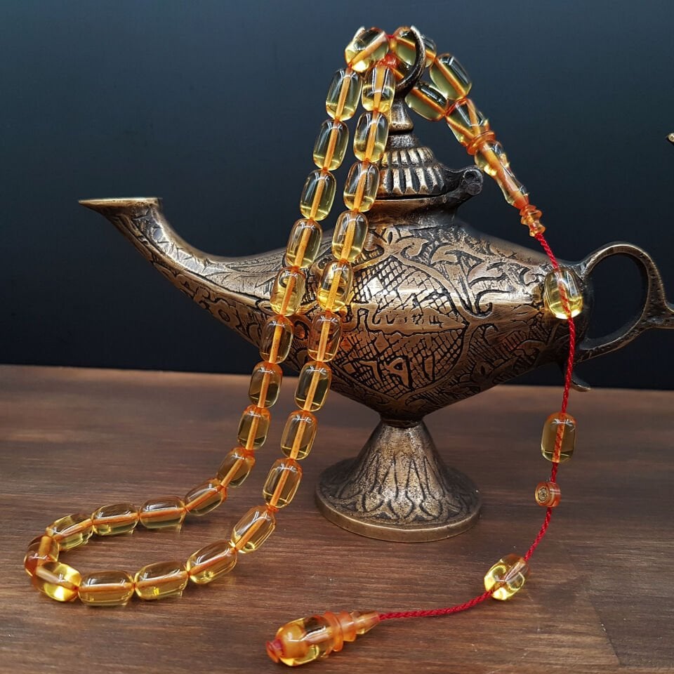 Açık Sarı Kapsül Kesim Ateş Kehribar Tesbih