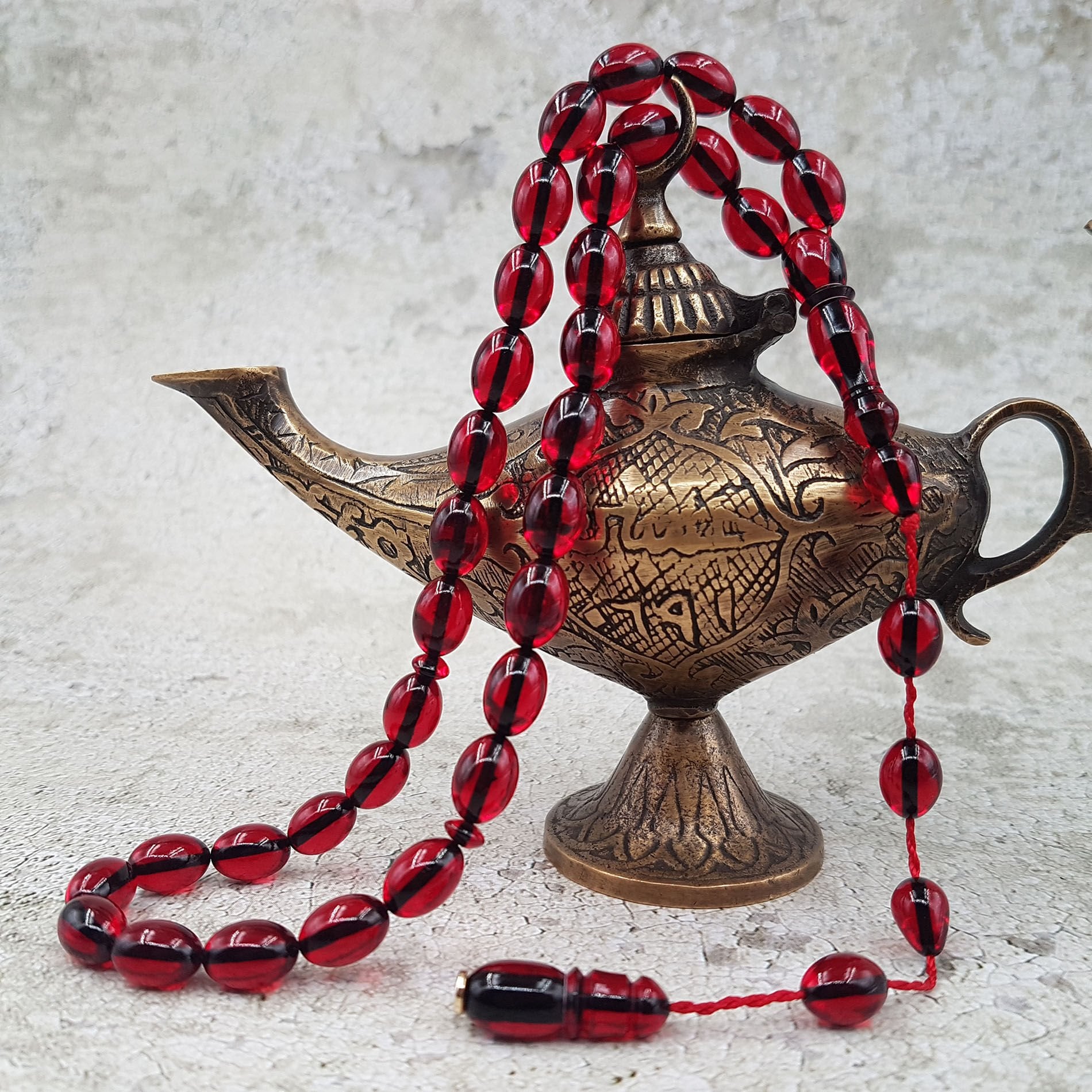 Kırmızı Beyzi Kesim Ateş Kehribar Tesbih
