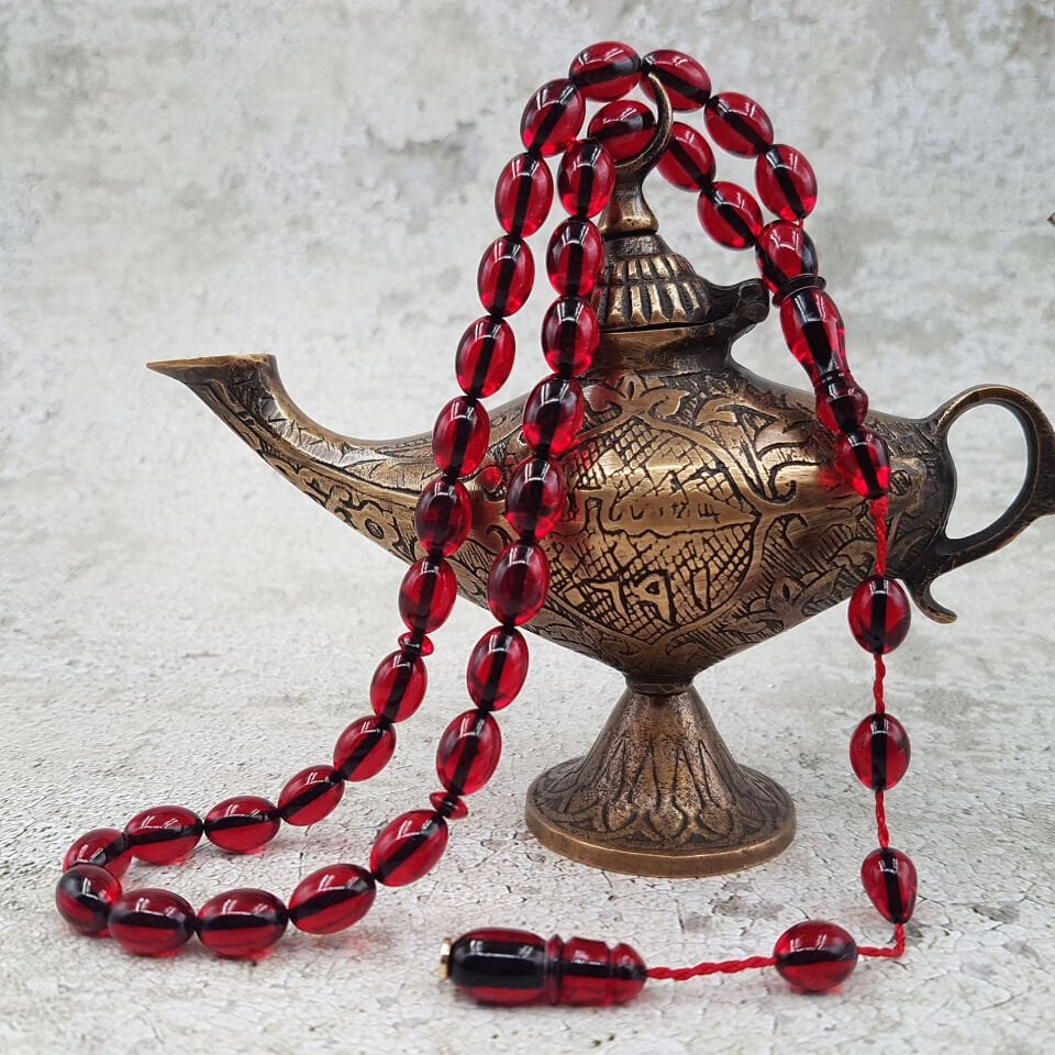 Kırmızı Beyzi Kesim Ateş Kehribar Tesbih