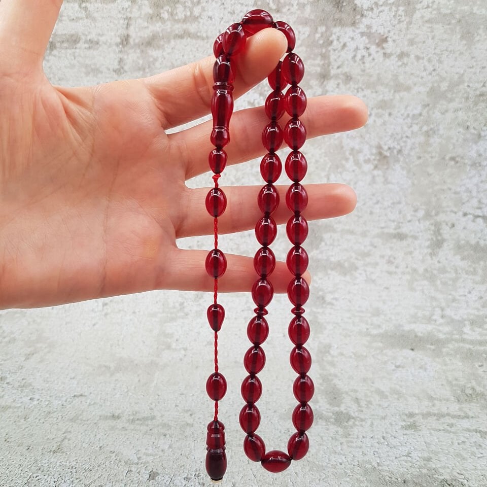 Vişne Beyzi Kesim Ateş Kehribar Tesbih