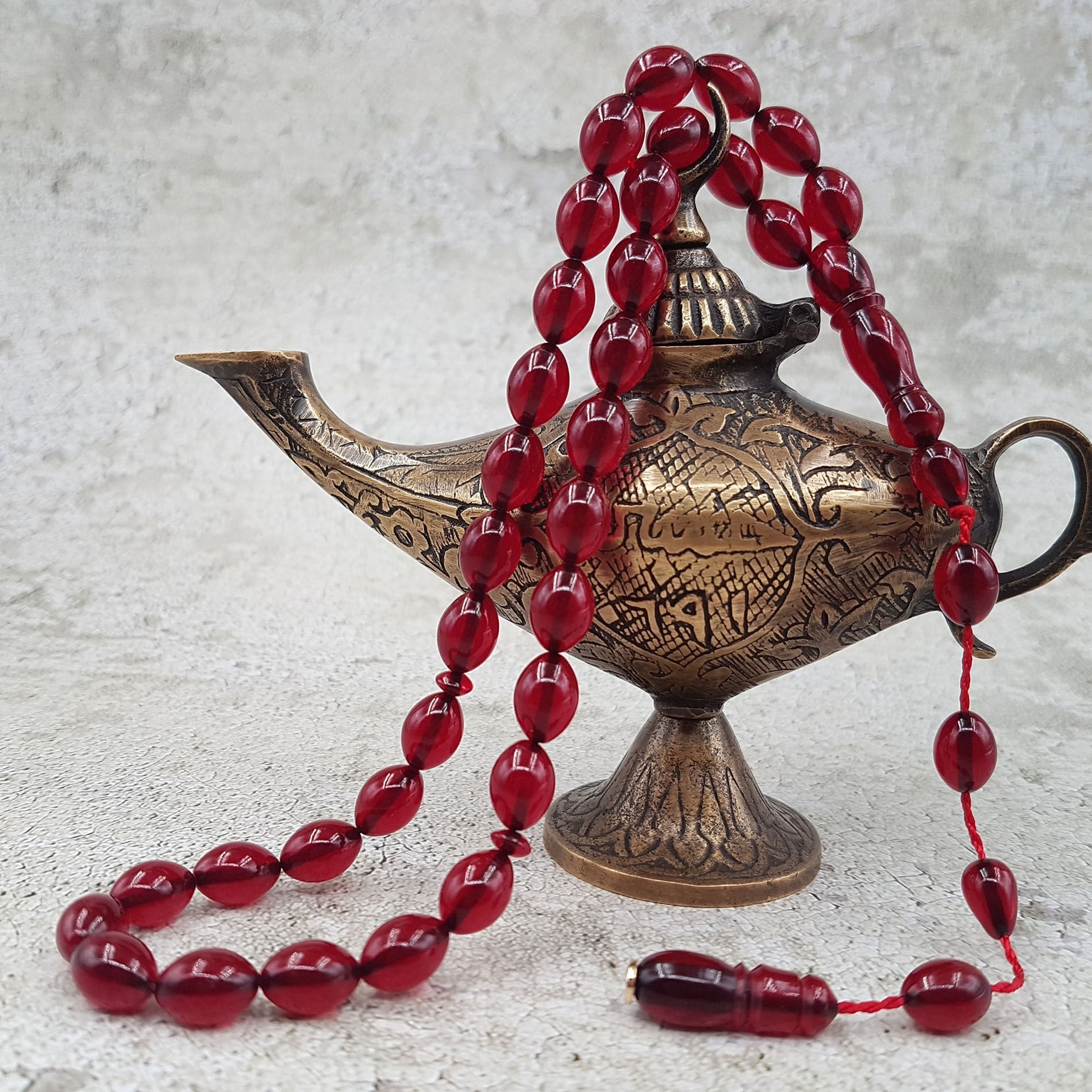 Vişne Beyzi Kesim Ateş Kehribar Tesbih