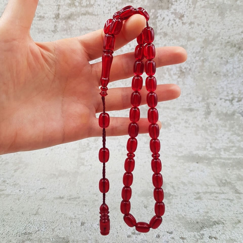 Kırmızı Kapsül Kesim Ateş Kehribar Tesbih