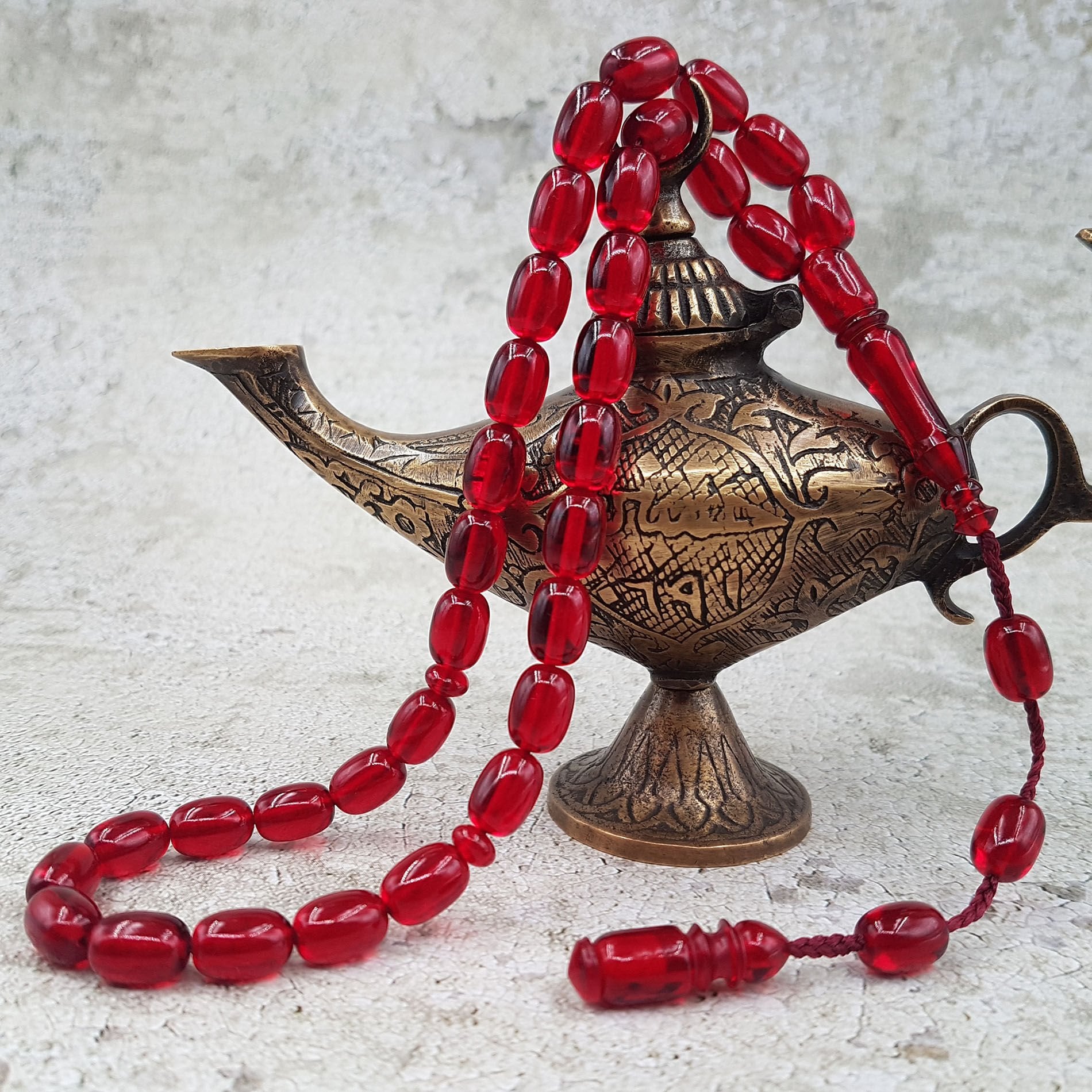 Kırmızı Kapsül Kesim Ateş Kehribar Tesbih