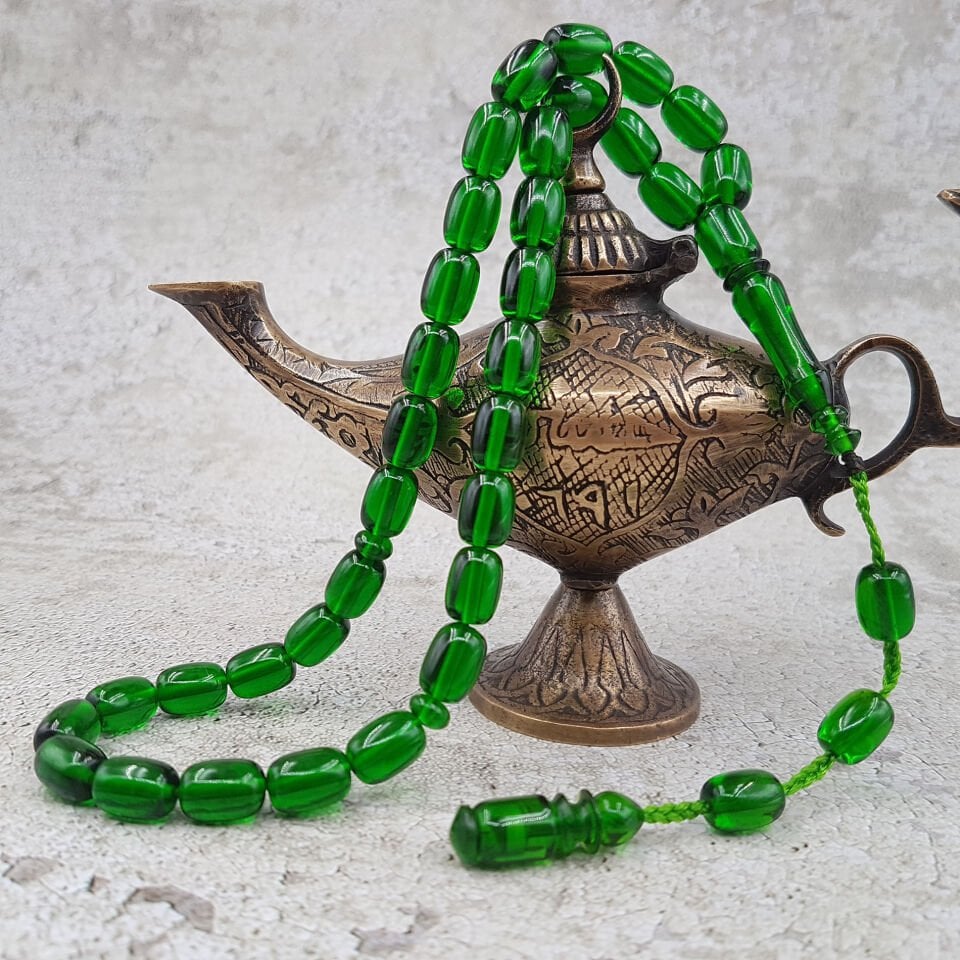 Yeşil Kapsül Kesim Ateş Kehribar Tesbih