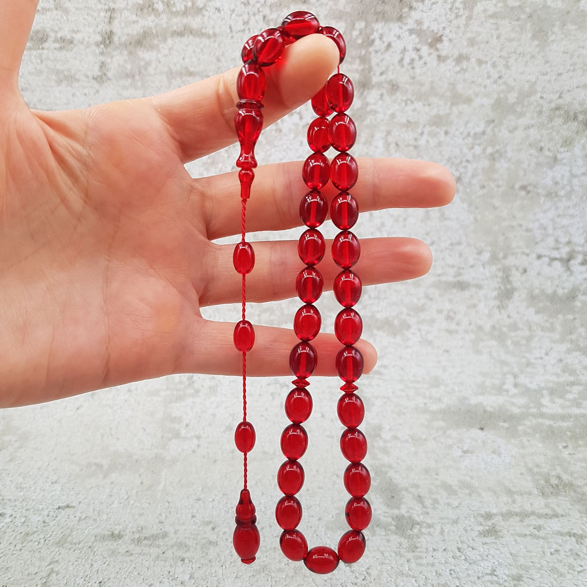 Kırmızı Beyzi Ateş Kehribar Tesbih