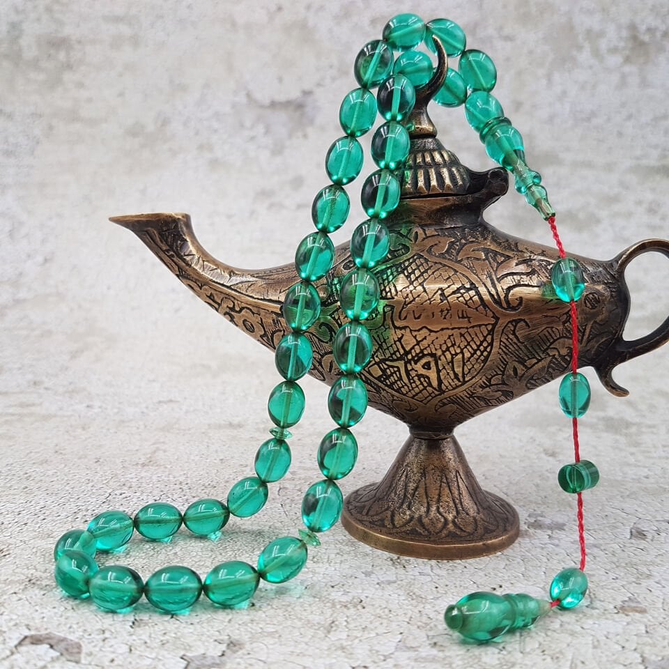Su Yeşili Beyzi Ateş Kehribar Tesbih