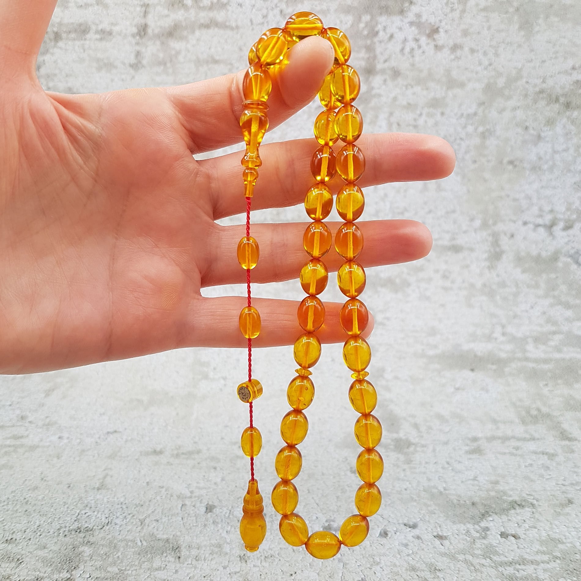 Sarı Beyzi Ateş Kehribar Tesbih