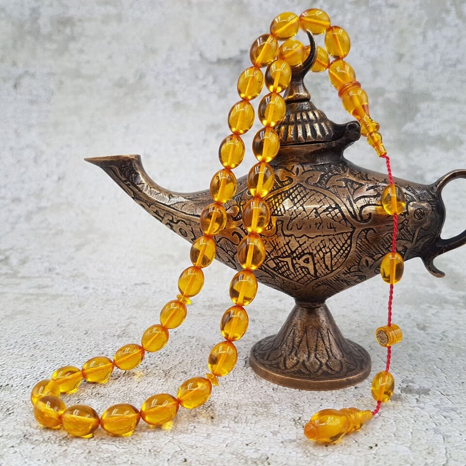 Sarı Beyzi Ateş Kehribar Tesbih