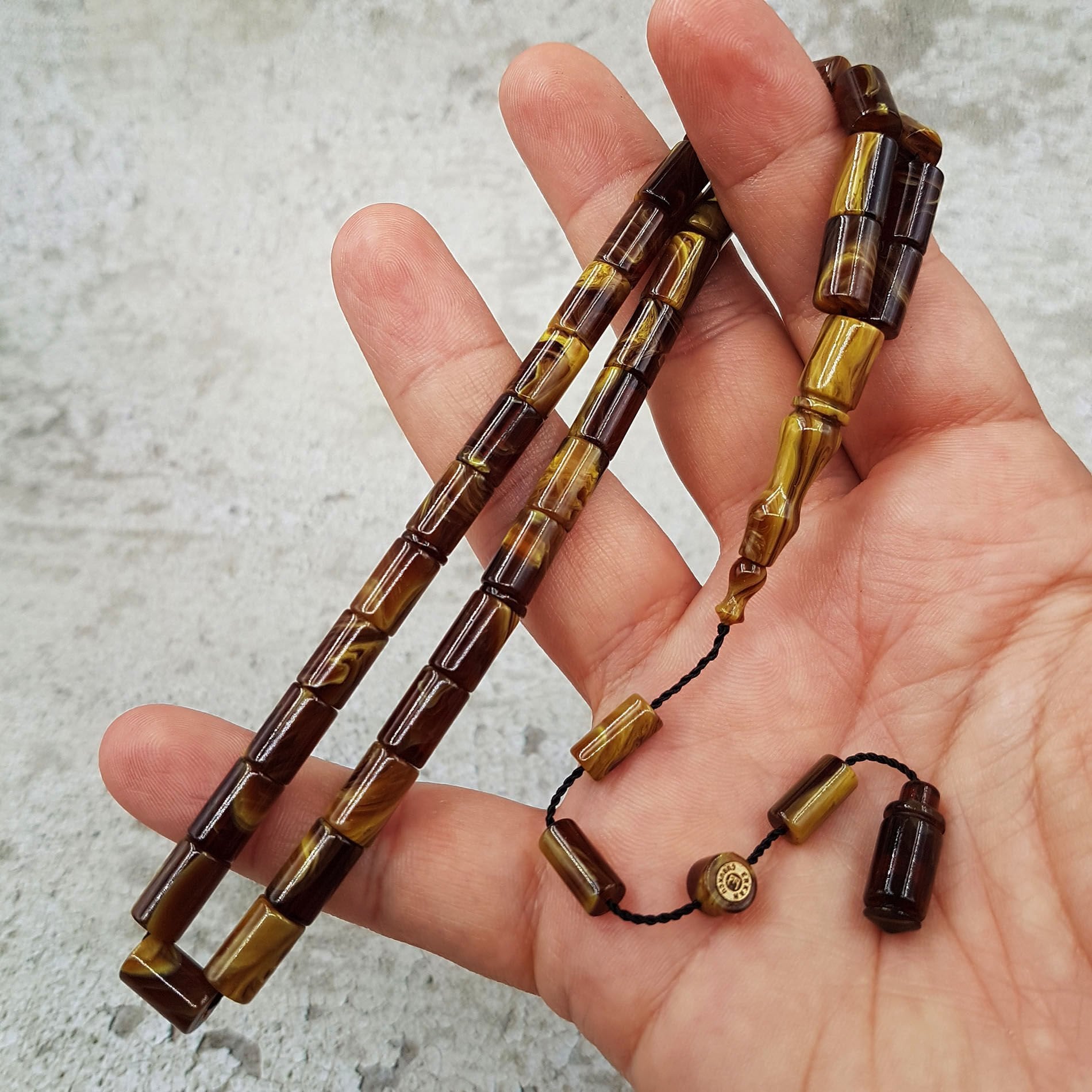 Yeşil Hareli Kesme Sıkma Kehribar Tesbih