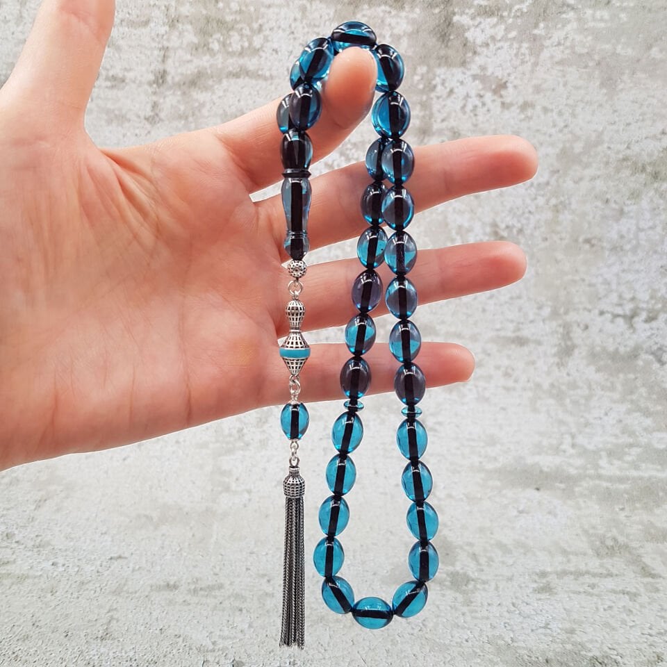 Gümüş Püskül Beyzi Turkuaz Ateş Kehribar Tesbih