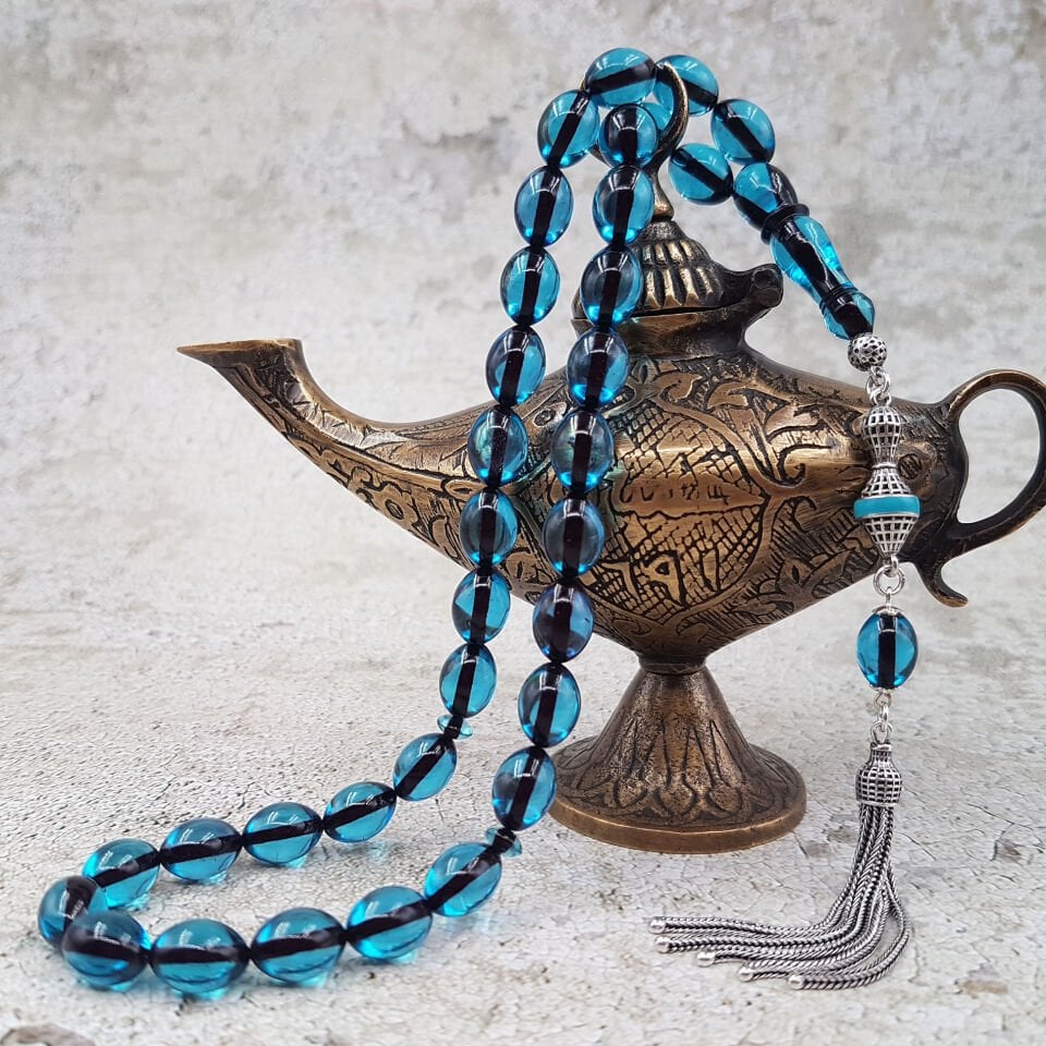 Gümüş Püskül Beyzi Turkuaz Ateş Kehribar Tesbih
