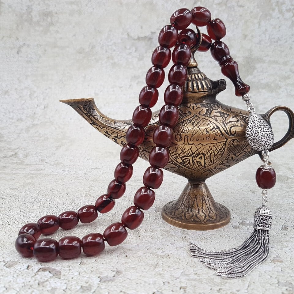 Premium Ağır Gümüş Püsküllü Fıçı Sıkma Kehribar