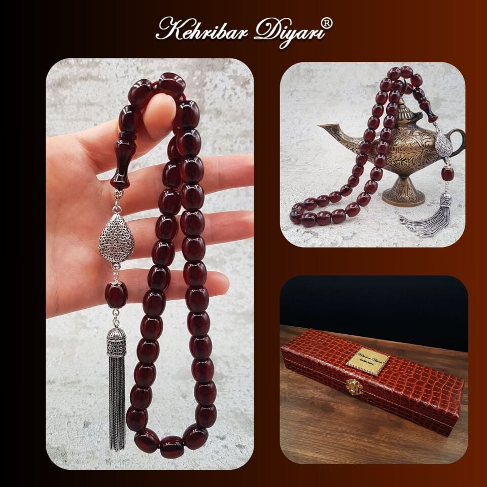 Premium Ağır Gümüş Püsküllü Fıçı Sıkma Kehribar