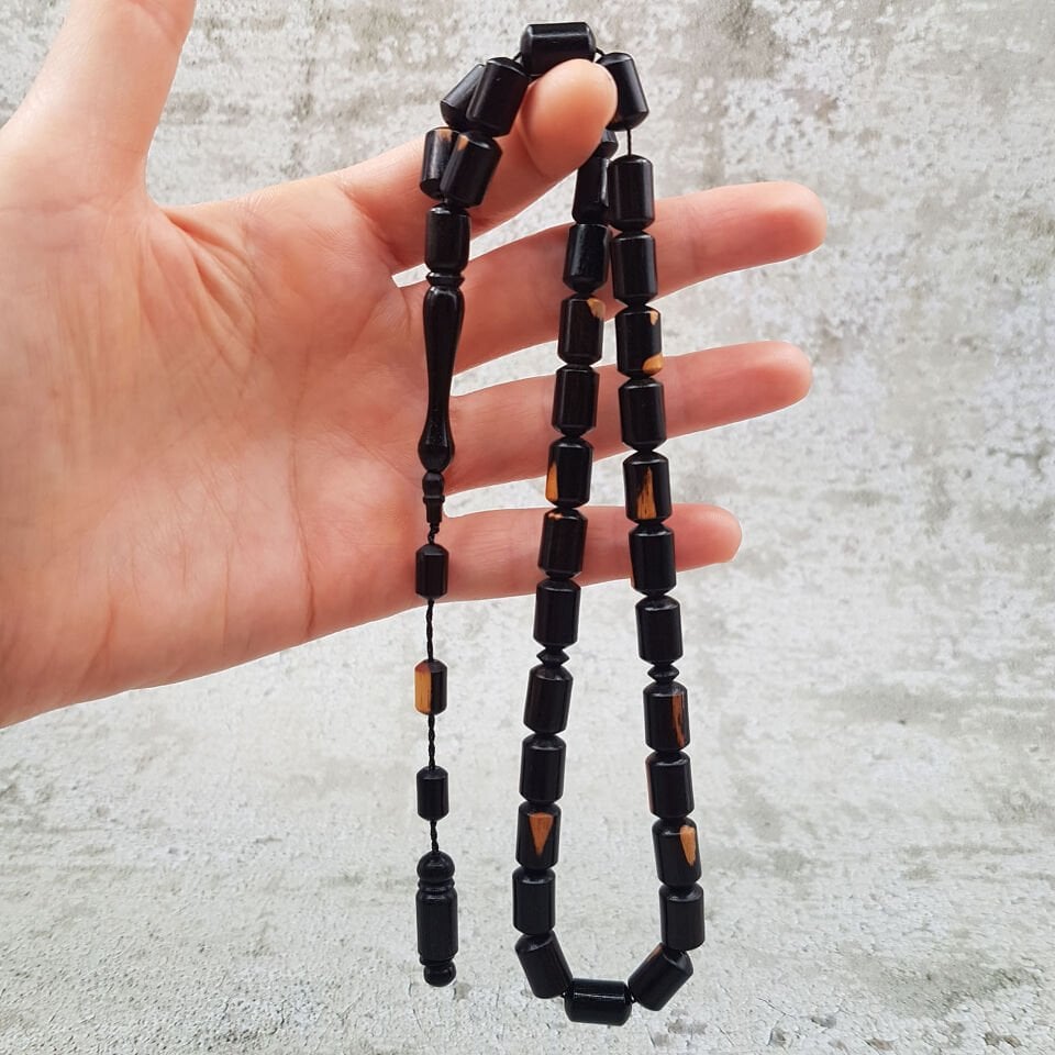 Kapsül Kesim Koyu Alaca Abanoz Tesbih