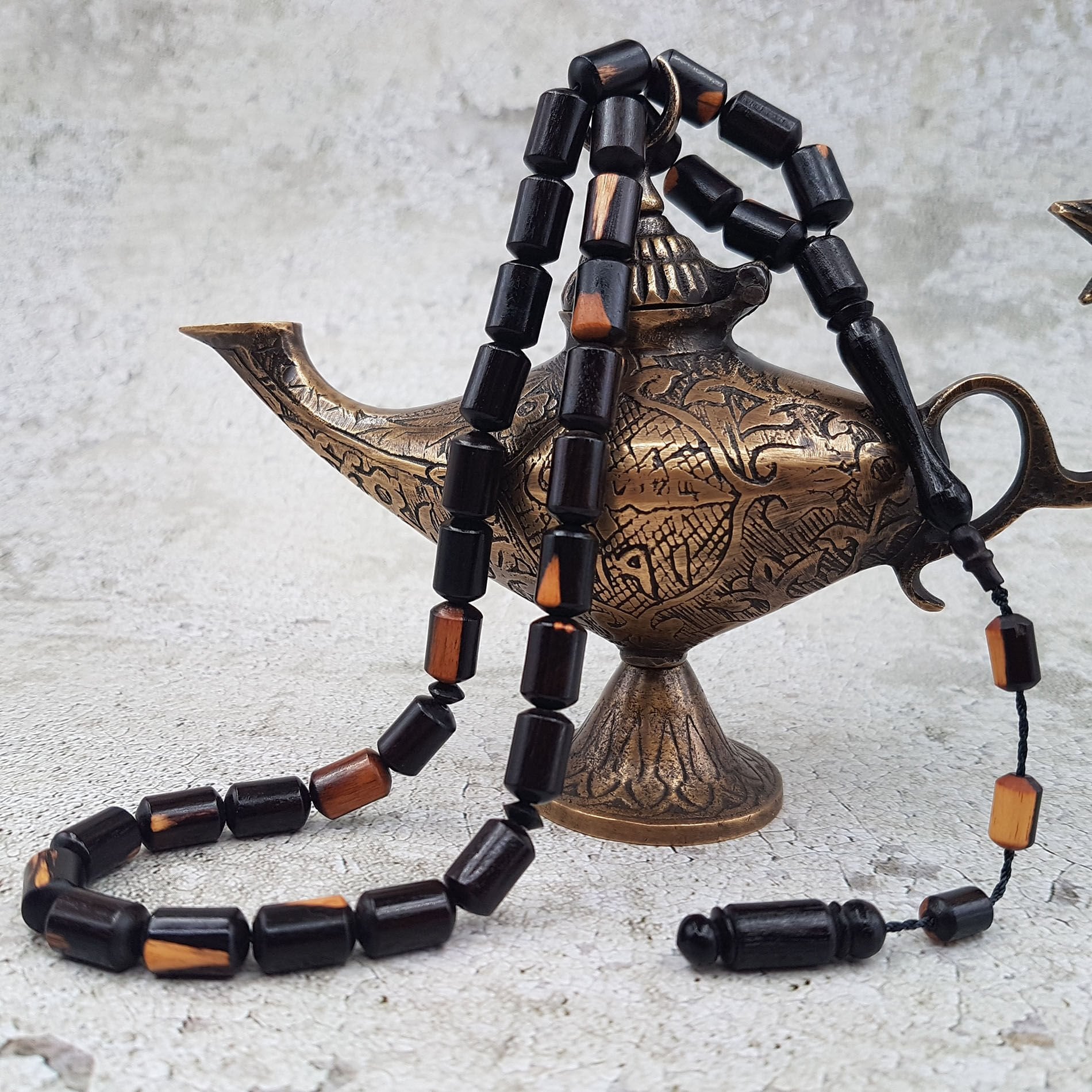 Kapsül Kesim Koyu Alaca Abanoz Tesbih