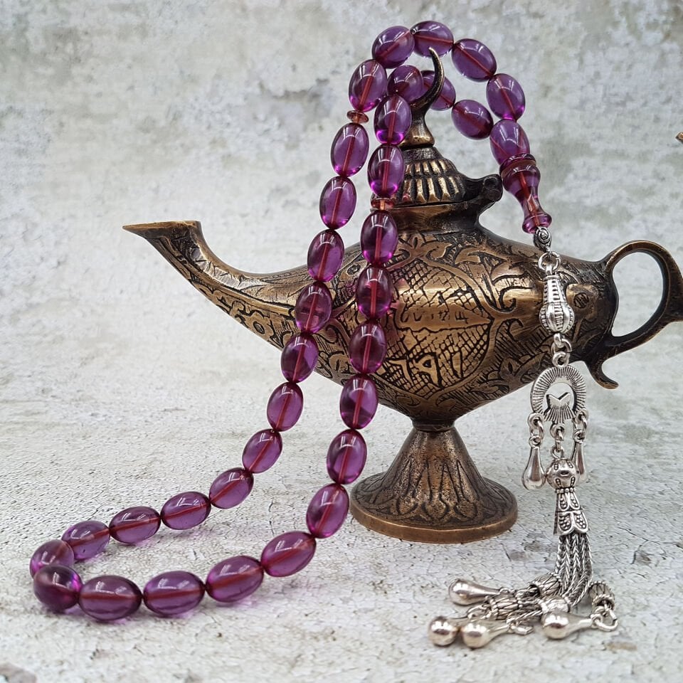 Ay Yıldız Tasarım Mor Ateş Kehribar Tesbih