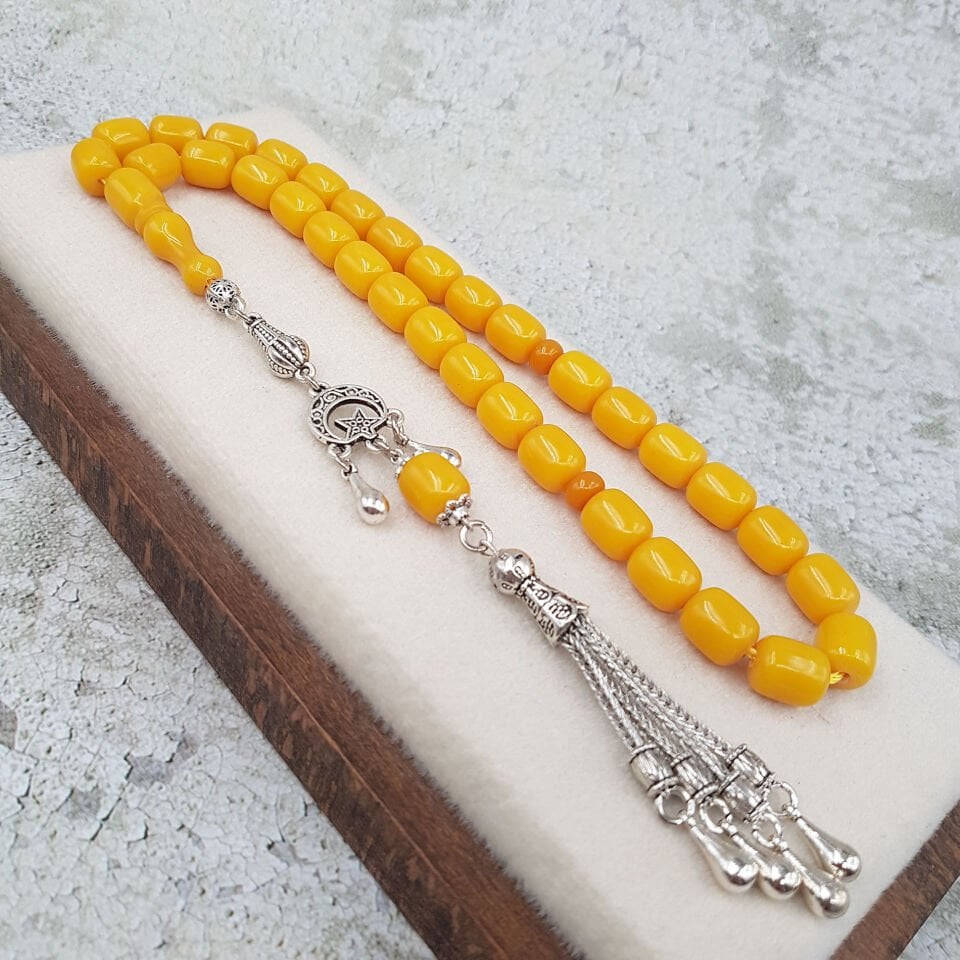 Havşa Delim Sarı Kapsül Sıkma Kehribar Tesbih