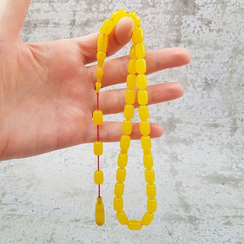 Limon Sarısı Kapsül Sıkma Kehribar Tesbih