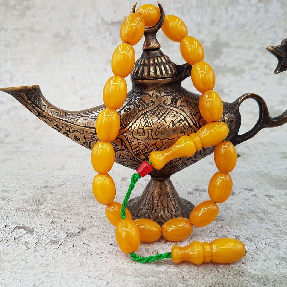Arpa Kesim Sarı Maskot Sıkma Kehribar Tesbih