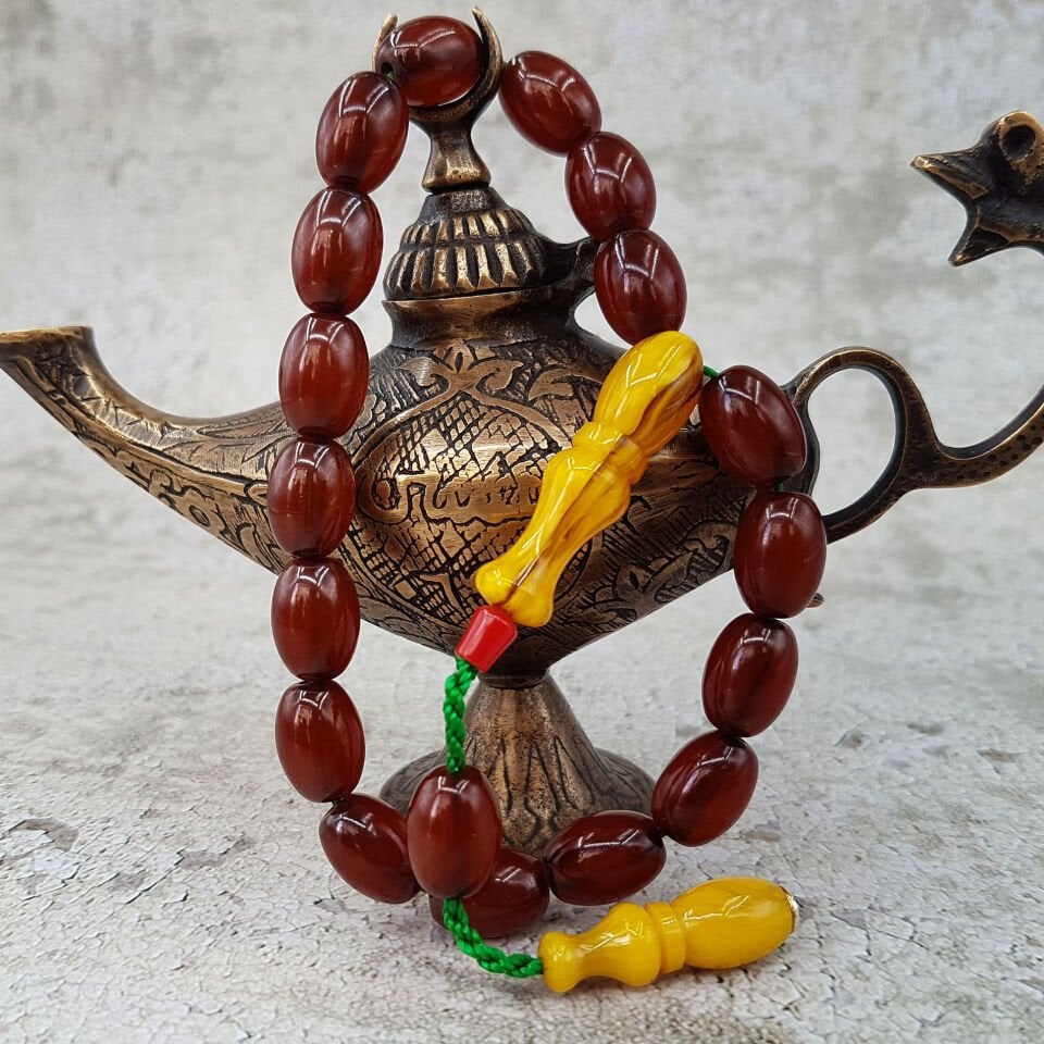 İmame Tıraşlı Arpa Maskot Sıkma Kehribar Tesbih