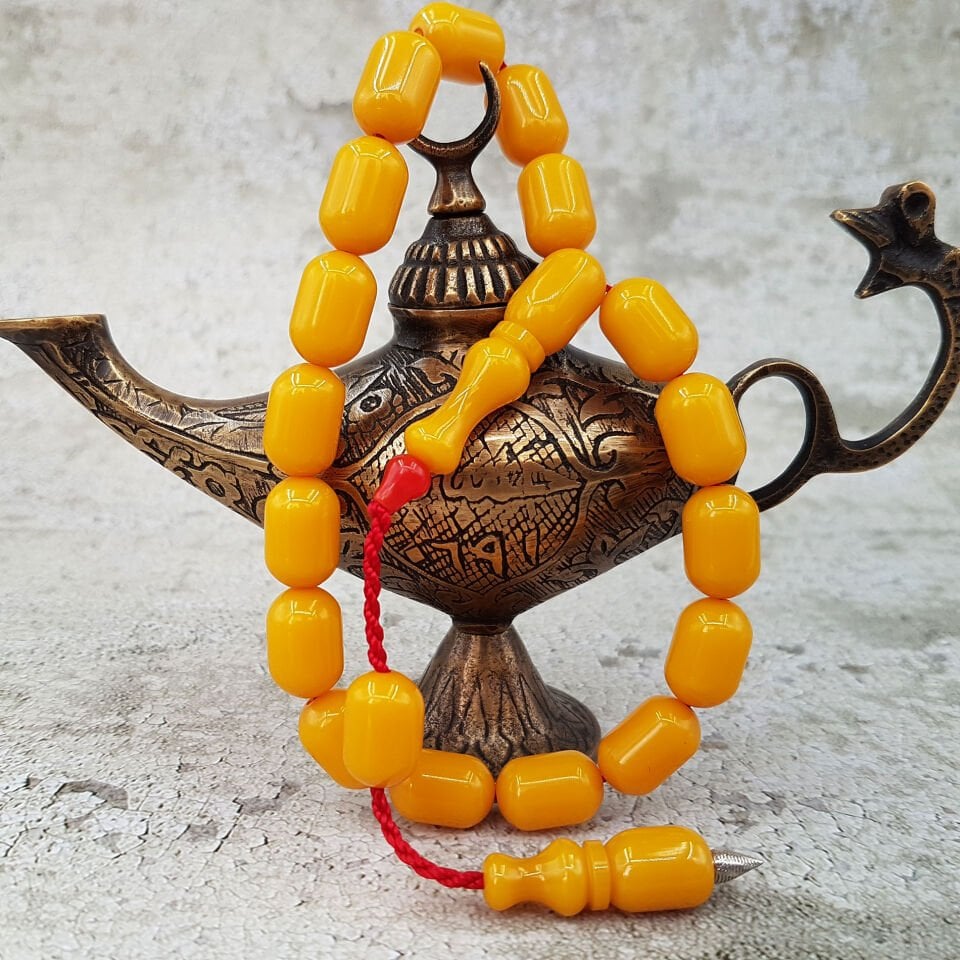 Sarı Kapsül Kesim Maskot Sıkma Kehribar Tesbih