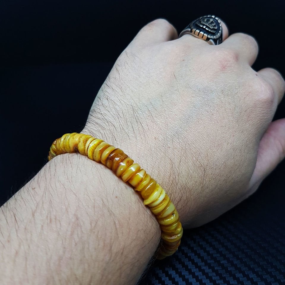 Silindir Kesim Damla Kehribar Bileklik