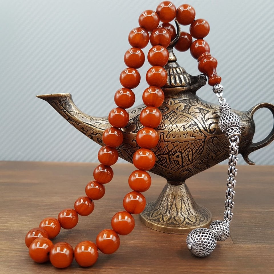 Osmanlı Torunu Gümüş Püskül Sıkma Kehribar