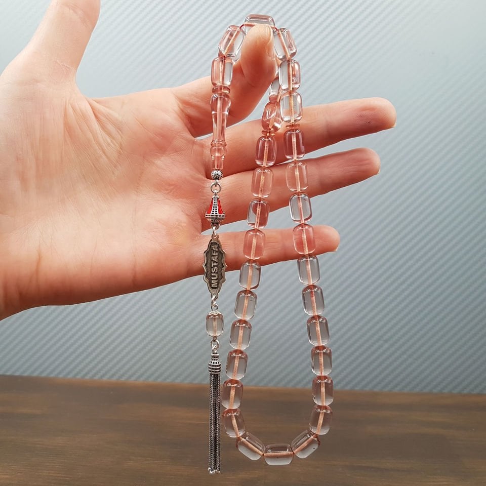 Kişiye Özel Şeffaf Ateş Kehribar Tesbih