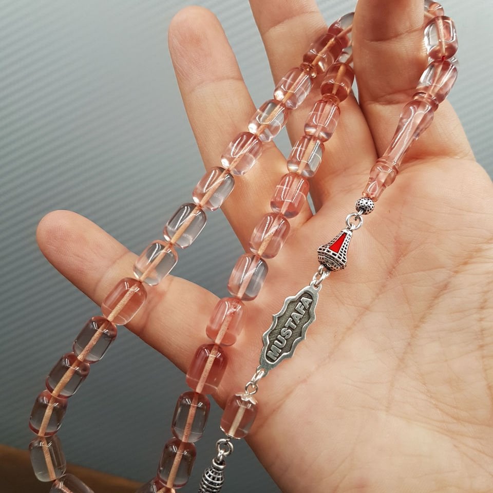 Kişiye Özel Şeffaf Ateş Kehribar Tesbih