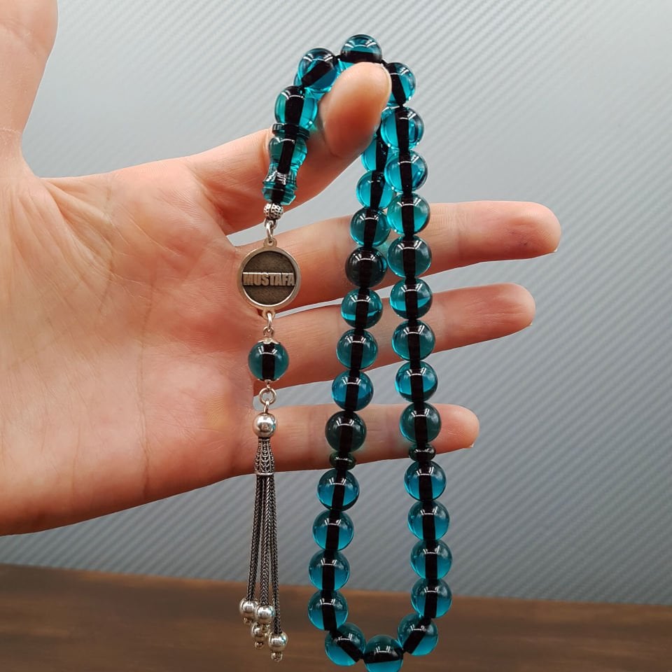 Kişiye Özel Turkuaz Ateş Kehribar Tesbih
