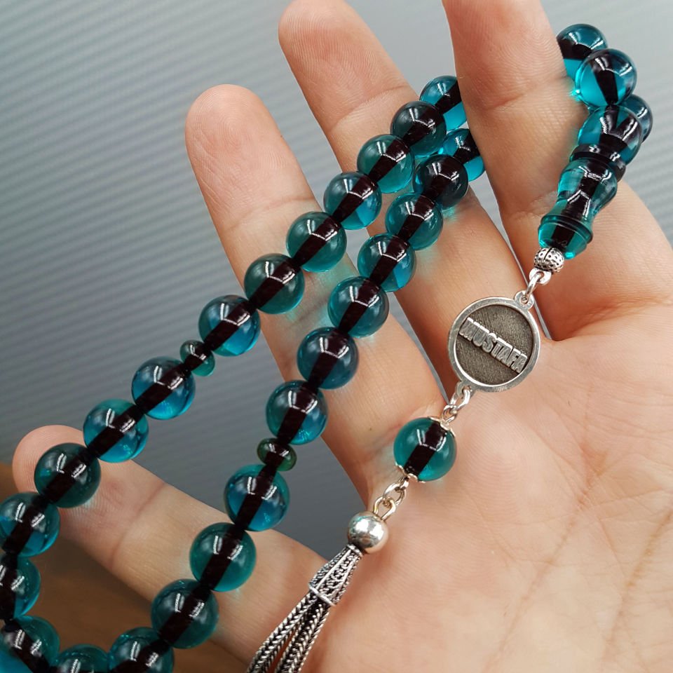 Kişiye Özel Turkuaz Ateş Kehribar Tesbih