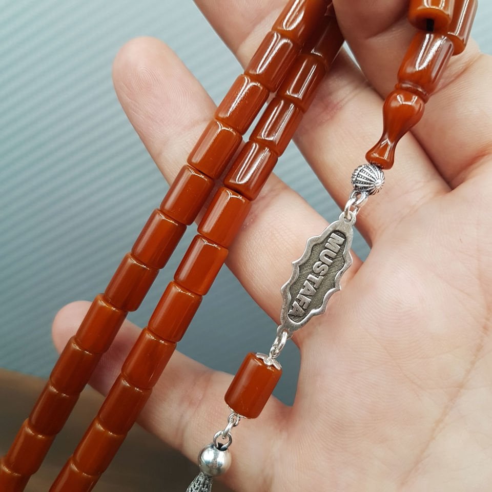 Kişiye Özel Karamel Oval Kesme Sıkma Kehribar