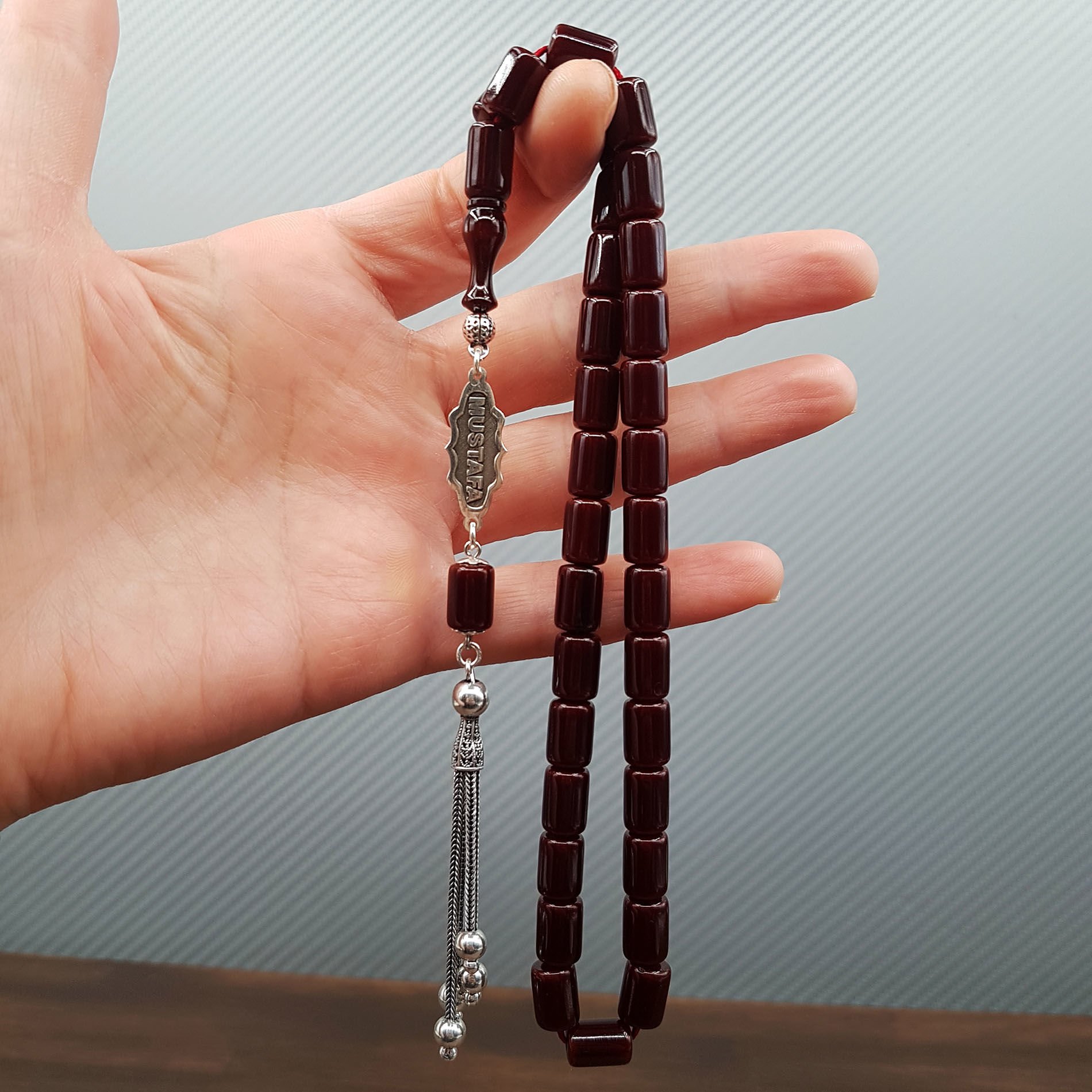 Kişiye Özel Kahve Oval Kesme Sıkma Kehribar