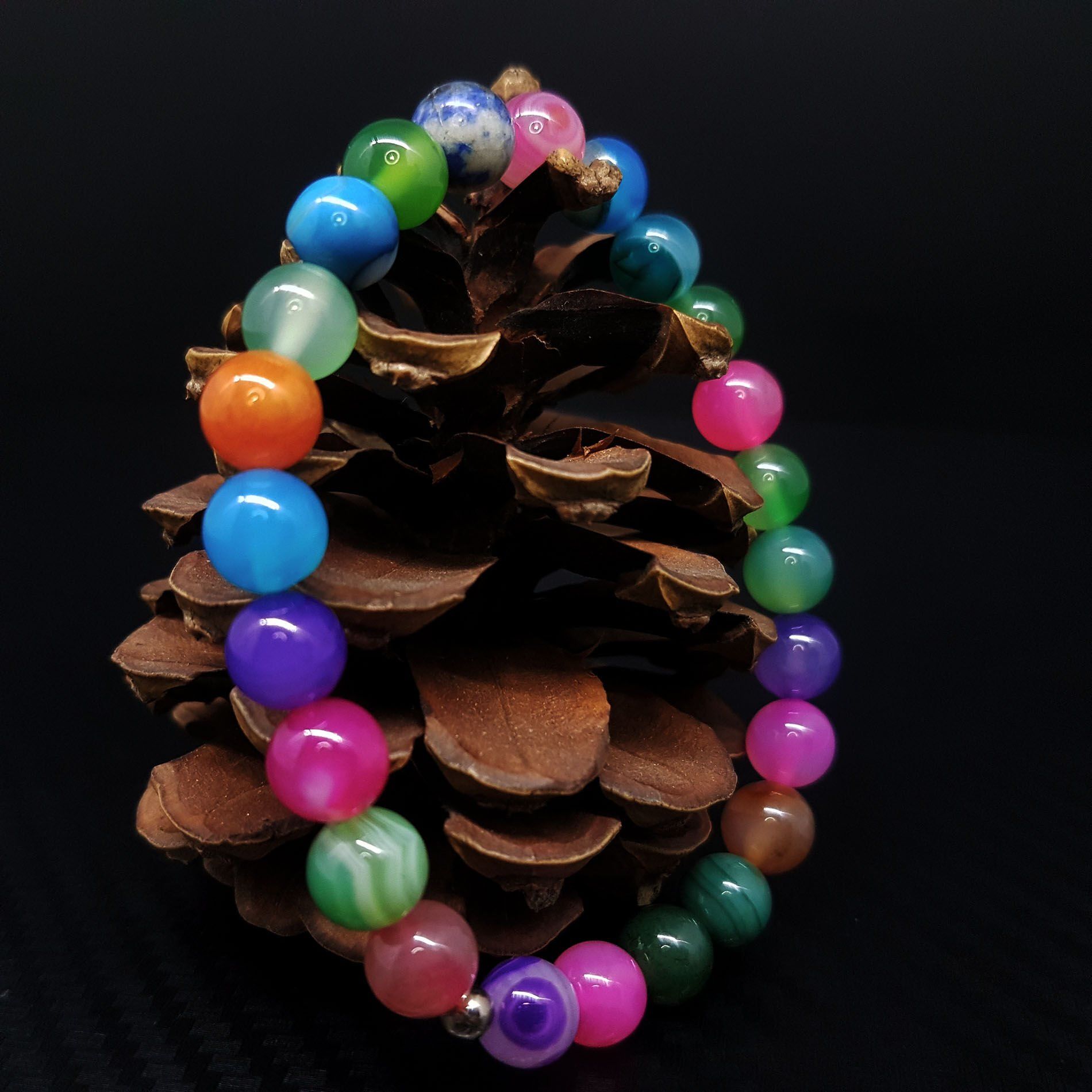 Kadın Renkli Akik Doğaltaş Bileklik