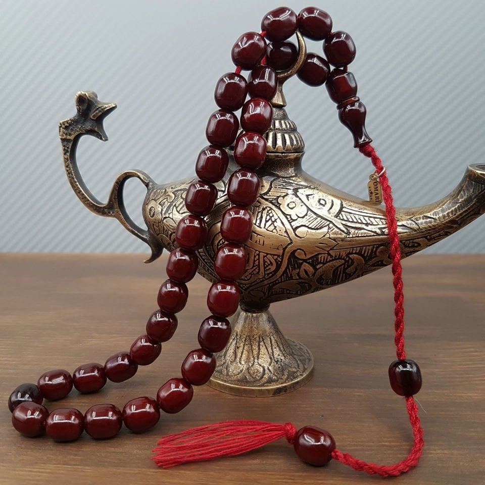 İmame Oturtma Bordo Sıkma Kehribar Tesbih