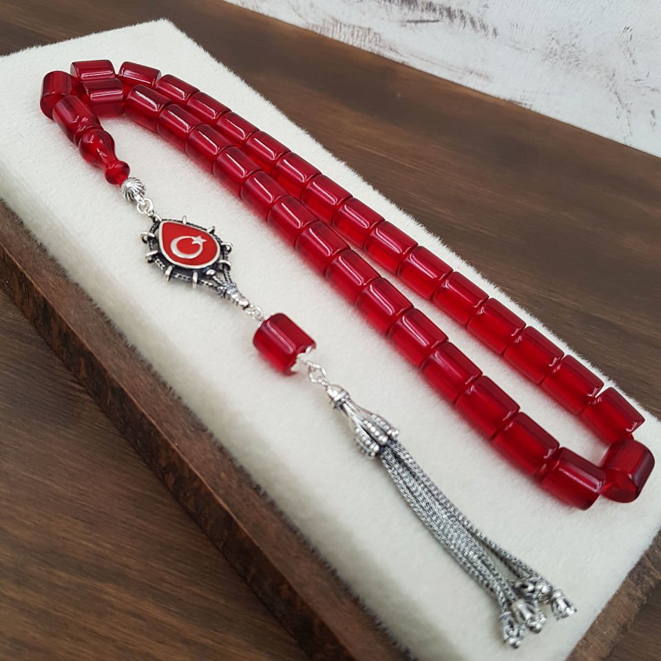 Ayyıldız Gümüş Püskül Oval Kesme Ateş Kehribar