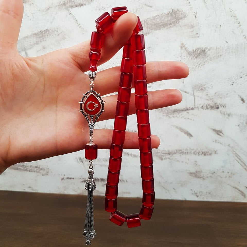 Ayyıldız Gümüş Püskül Oval Kesme Ateş Kehribar