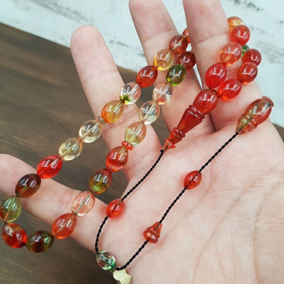 Usta İmzalı Özel Renk Cümbüşü Ateş Kehribar Tesbih